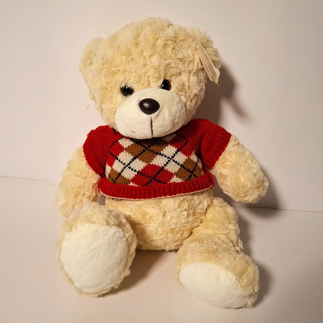 🧸❤️ Peluche Oso con Buzo Rojo 30cm – Suave y Tierno